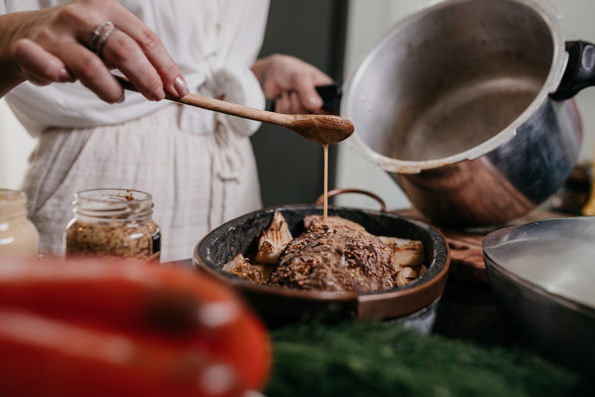 Healthy cooking preparation with fresh ingredients